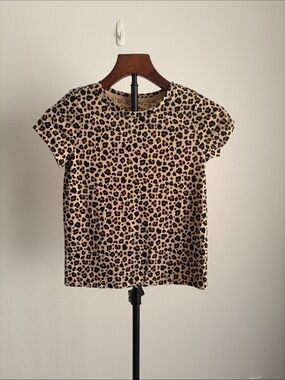 Cat & Jack Beige Leopard Print Short Sleeve Tee Girl M